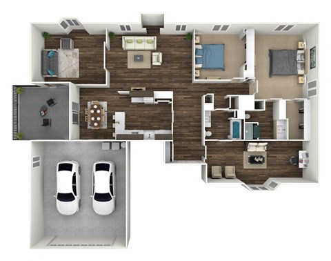 Floor plan for 4 beds, 2 baths, 2362 sqft